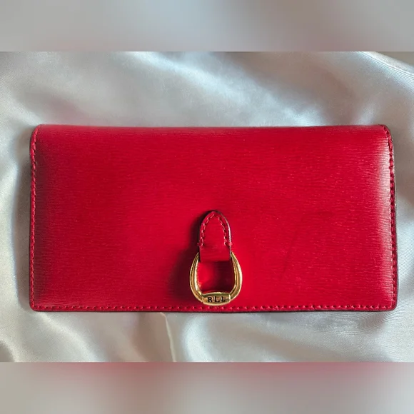 Lauren Ralph Lauren Bennington RLL Red Slim Leather Wallet - Picture 1 of 10